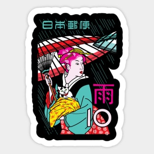 anime retro Rainy Day Sticker